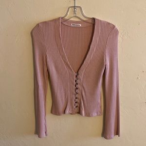 Reformation Light Pink Button Up Sweater Top Size S